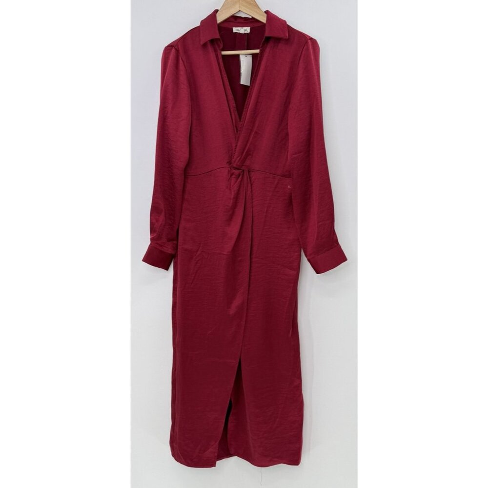 NWT Mila Mae Dress Wine Red Long‎ Sleeve Maxi Knot Front Sz M